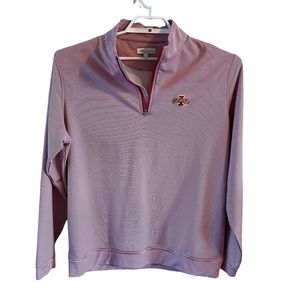Peter Millar Iowa State red and white striped 1/4 zip pullover EUC size large